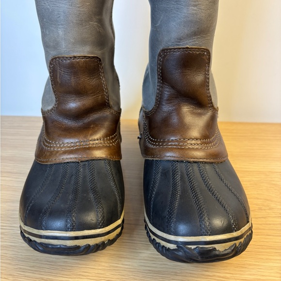 Sorel Slimpack Tall Quarry Pebble Leather Boots Woman’s 8.5 - Picture 4 of 12